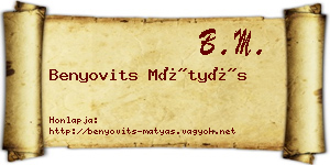 Benyovits Mátyás névjegykártya